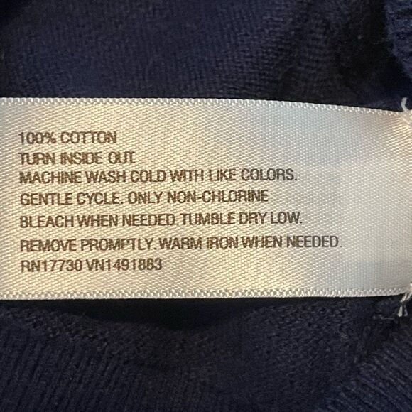 Y2K Merona Sweater Navy Blue Knit Long Sleeve V-neck Pull-Over M - Picture 4 of 4